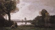 camille corot Seine Landscape near Chatou oil painting reproduction